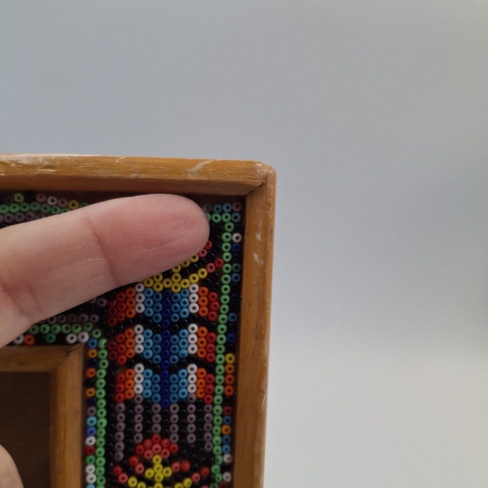 Huichol Beaded Wooden Picture Frame Mexican Folk Art Boho Native Vintage 8x10 - Picture 15 of 16